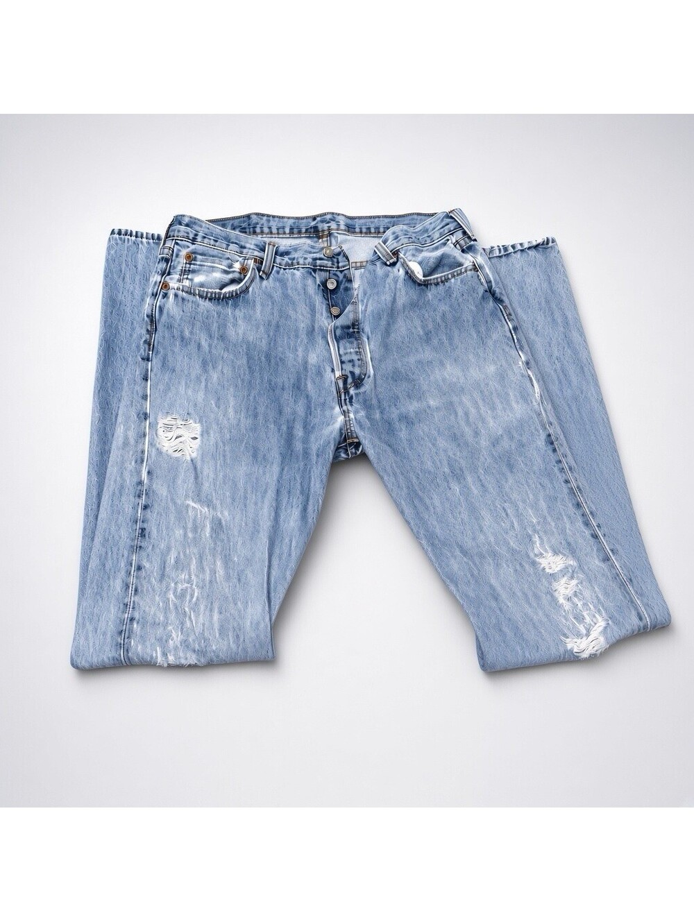 Levis 501 Distressed Denim Jeans Size W36 L36 “vintage Look”